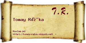 Tomay Réka névjegykártya